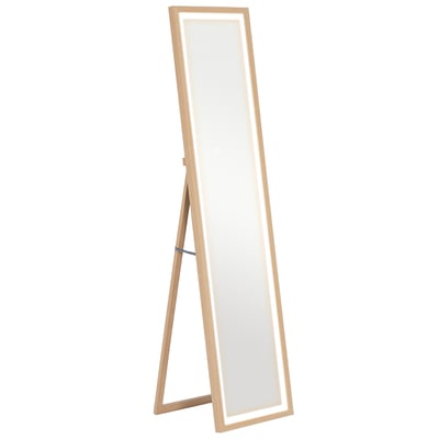 Miroir en pied Verre trempé Chêne HOMCOM