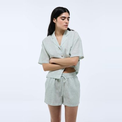 Pyjashort rayé lin coton MONOPRIX