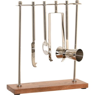 Set cocktail inox et acacia élégant pour bar moderne RECOLLECTION