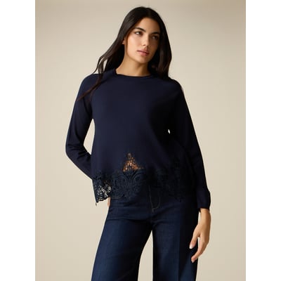 Pull avec insert en dentelle OLTRE