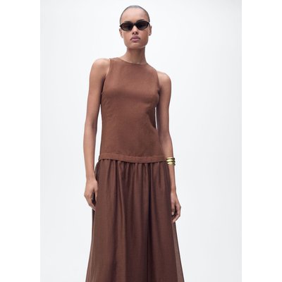 Robe midi tissu combiné MANGO