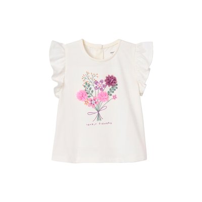 T-shirt avec fleurs en relief Oeko-Tex® VERTBAUDET