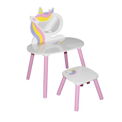 Coiffeuse enfant avec miroir et tabouret Sweet Licorne en MDF TOILINUX