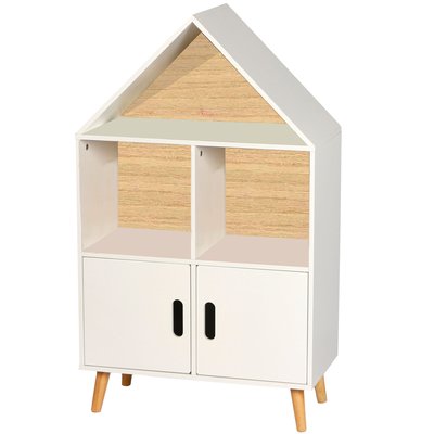 Étagère bibliothèque maison bois et blanc chambre enfant - 60x30x103cm WADIGA