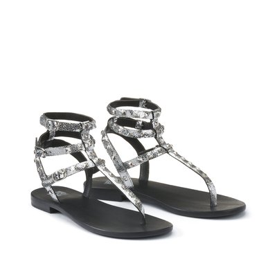 Sandales entre-doigt style spartiate en cuir, déta LA REDOUTE COLLECTIONS