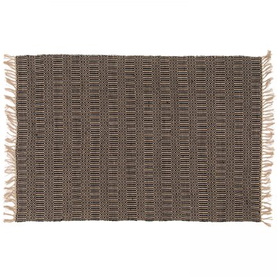 Tapis à franges en jute naturelle, tissé main JYOTI OVIALA