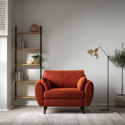 Ada Scandi Velvet Snuggle Chair with Dark Wood Legs SO'HOME
