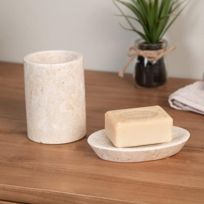 Ensemble porte savon gobelet en marbre WANDA COLLECTION