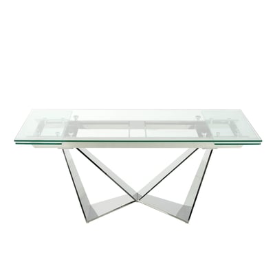 Table à manger à rallonge rectangulaire verre trempé et acier chromé ANGEL CERDA