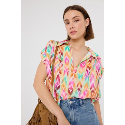 Chemise orange éclatante avec motifs graphiques pour une allure énergique MARION ARTLOVE