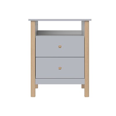 Тумба прикроватная из массива бука с ручками из кожи SO'HOME