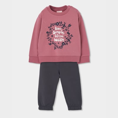 Ensemble fille molleton imprimé fleurs BOBOLI