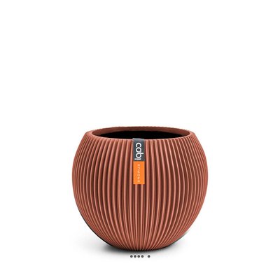 Vase Groove plastique forme boule H 15 x D 18cm Rouge ARTIFICIELLES