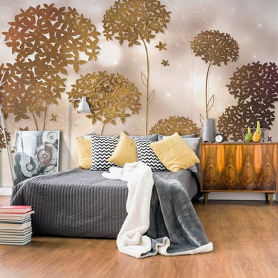 Papier peint intissé panoramique Fleurs Golden Garden EDEN