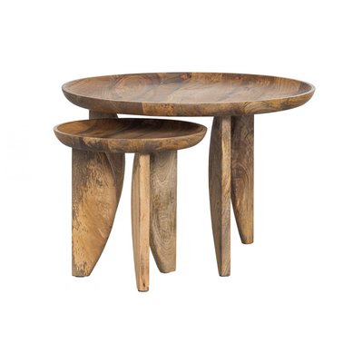 Set de 2 tables basses rondes en manguier - HIGH HEELS VTWONEN
