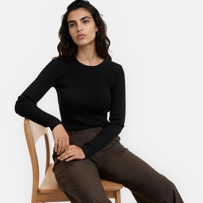 Rundhalspullover aus fein geripptem Strick LA REDOUTE COLLECTIONS