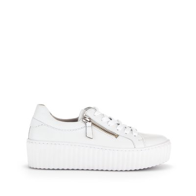 Sneakers en cuir lisse à talon plat GABOR
