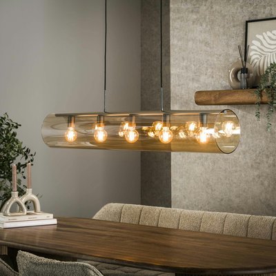 Suspension tube en verre ambré 5 lampes RALF PIER IMPORT