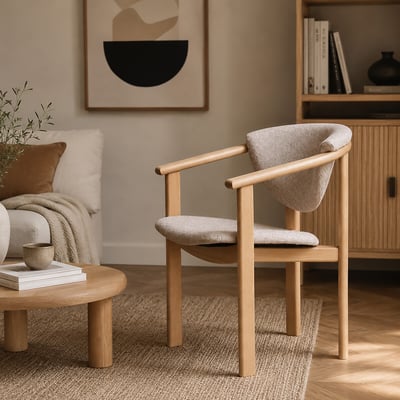 Chaise design en bois massif avec accoudoirs – Assise et dossier rembourrés EUROPE & NATURE 