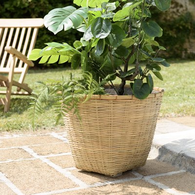 Pot de fleurs rond bambou et béton D60 cm HERCULE PIER IMPORT