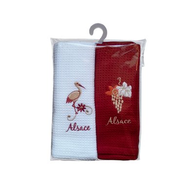 Mignognette 2 Torchons Nid d'abeilles Alsace WINKLER