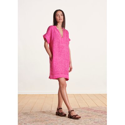 Robe courte en lin à manches courtes LA FEE MARABOUTEE