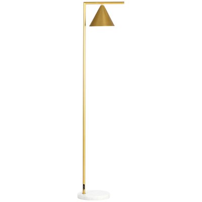 Lampadaire sur pied salon 40W acier doré abat-jour conique orientable base marbre HOMCOM