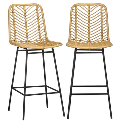Tabouret de bar Résine tressée rotin PE Jaune HOMCOM