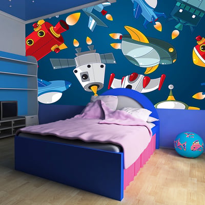Papier peint intissé panoramique Pour enfants Véhicules spatiaux EDEN