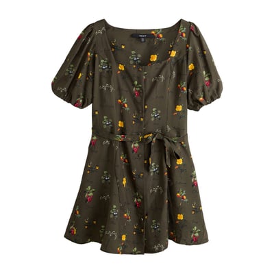 Robe courte boutonnée à manches bouffantes NEXT