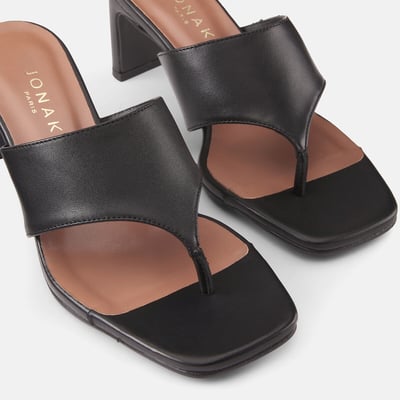 Mules tongs de piel con tacón Devil JONAK