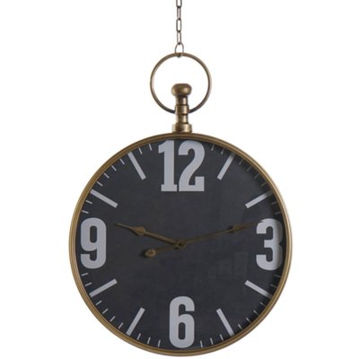 Horloge murale suspendue métal noir et doré - 60x6.5x80cm WADIGA