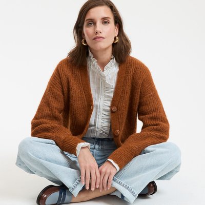 Chaqueta cuello de pico, mezcla de alpaca, Signature GILDAS LA REDOUTE COLLECTIONS