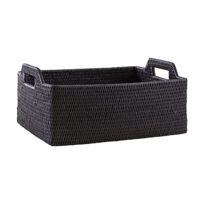 Corbeille en rotin laqué noir AUBRY GASPARD