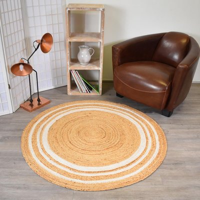 Tapis rond fait main en jute motif uni SUNNY L UN AMOUR DE TAPIS