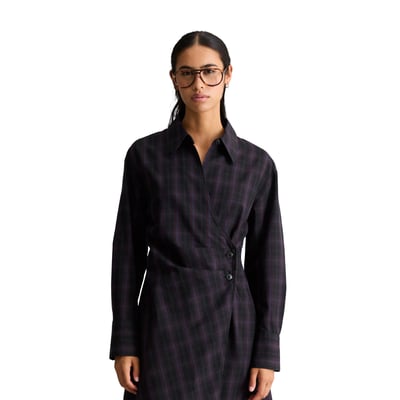 Robe ajustée en coton à carreaux avec effet drapé MARC O’POLO DENIM