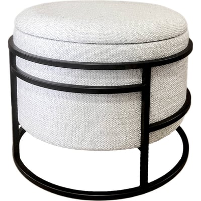 Pouf rond avec structure en métal et rangement RECOLLECTION