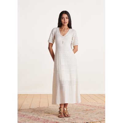 Robe longue manches courtes en maille pointelle LA FEE MARABOUTEE
