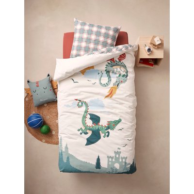 Parure housse de couette + taie d'oreiller avec coton recyclé DRAGON VERTBAUDET