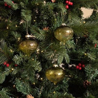 Set of 3 Green Irridescent Baubles SO'HOME