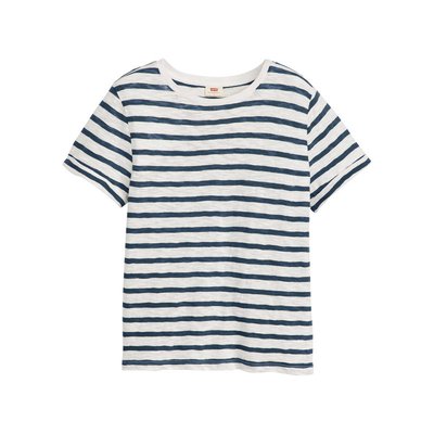 Tee-shirt coupe droite FEMME Levi's® en coton blanc chiné à rayures bleues marine - Taille M LEVI'S