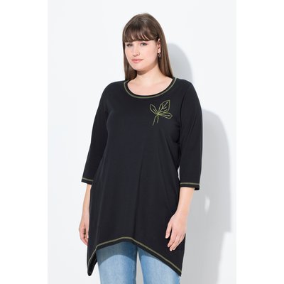 T-shirt en coton bio, feuille brodée ULLA POPKEN
