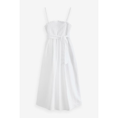 Robe mi-longue froncée à fines bretelles NEXT