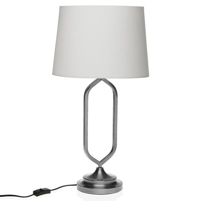 Lampe à poser métal chromé et abat-jour blanc 33x33x61cm VERSA