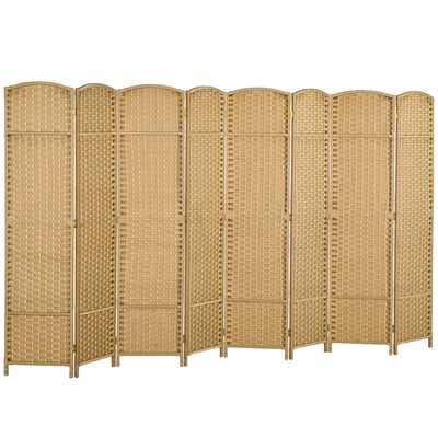 Paravent intérieur pliable 8 panneaux finition tressée HOMCOM
