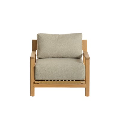 Fauteuil de jardin en teck avec coussins gris chiné  PIANA BERAH GETAH