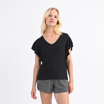 T-shirt col V manches volantées MOLLY BRACKEN