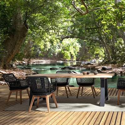 Table de jardin en teck et métal anthracite L240 10 places - MATALA HELLIN, DEPUIS 1862