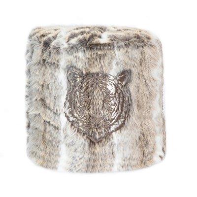 Pouf imitation fourrure brodé MX HOME