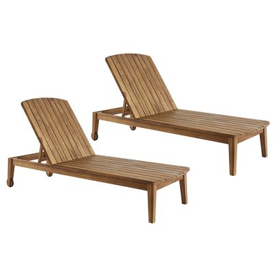 Bains de soleil en bois massif (lot de 2) CANOPEE MILIBOO